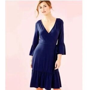 NWT Lilly Pulitzer Misha Wrap Dress True Navy XL